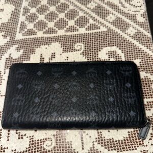MCM Black Textured Leather Wallet